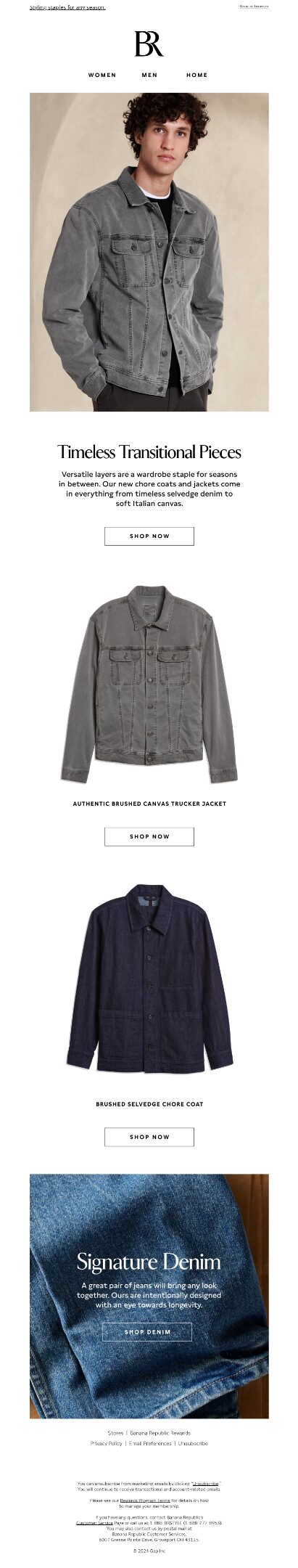 Banana Republic, winter email campaign. 