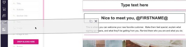 Custom building blocks being dragged into a campaign on Dotdigital.