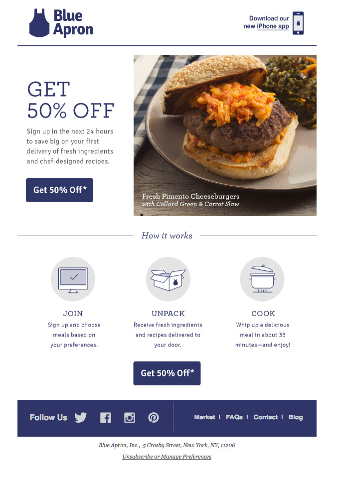 Blue Apron win-back campaign 